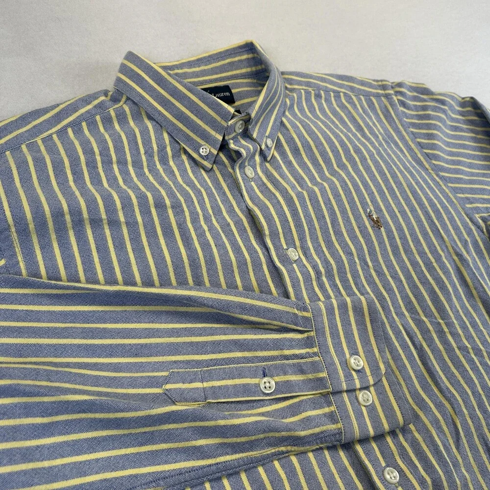 Ralph Lauren Shirt Boys 20 Stripe Button Down Long Sleeve Flesh Pony Logo Casual